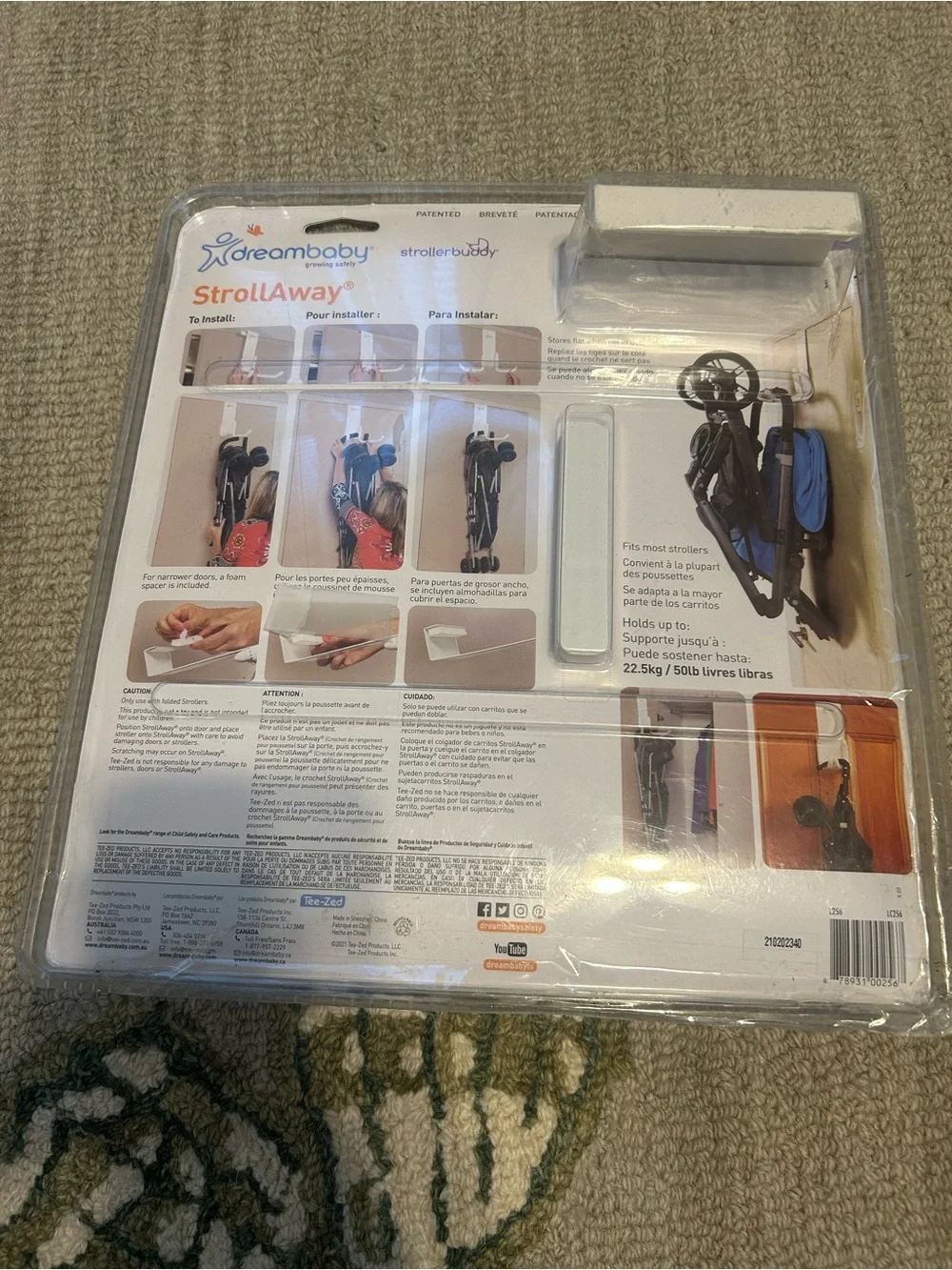 StrollAway Stroller Buddy Hook - White